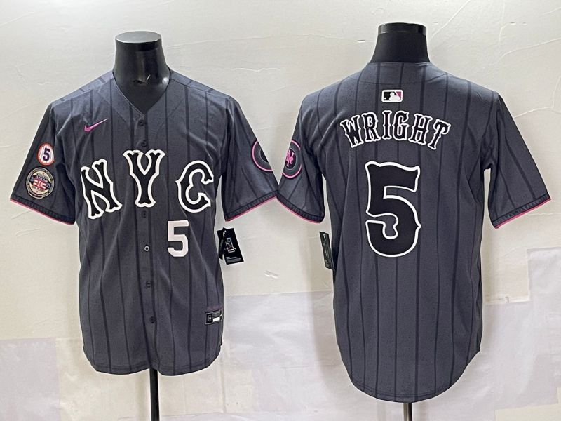 Men 2025 New York Mets #5 Wright Grey Game Nike MLB Jersey style 011->new york mets->MLB Jersey